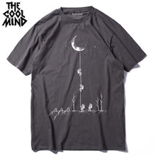 Load image into Gallery viewer, COOLMIND 100% cotton casual short sleeve moon theam men T shirt o-neck  knitted comfortable fabric street style men t-shirt