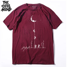 Load image into Gallery viewer, COOLMIND 100% cotton casual short sleeve moon theam men T shirt o-neck  knitted comfortable fabric street style men t-shirt