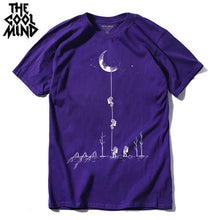 Load image into Gallery viewer, COOLMIND 100% cotton casual short sleeve moon theam men T shirt o-neck  knitted comfortable fabric street style men t-shirt