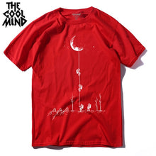 Load image into Gallery viewer, COOLMIND 100% cotton casual short sleeve moon theam men T shirt o-neck  knitted comfortable fabric street style men t-shirt