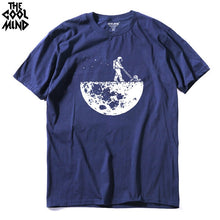 Load image into Gallery viewer, COOLMIND 100% cotton casual short sleeve moon theam men T shirt o-neck  knitted comfortable fabric street style men t-shirt
