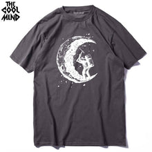 Load image into Gallery viewer, COOLMIND 100% cotton casual short sleeve moon theam men T shirt o-neck  knitted comfortable fabric street style men t-shirt