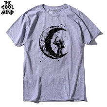 Load image into Gallery viewer, COOLMIND 100% cotton casual short sleeve moon theam men T shirt o-neck  knitted comfortable fabric street style men t-shirt
