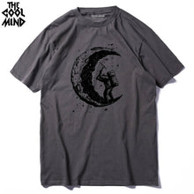 Load image into Gallery viewer, COOLMIND 100% cotton casual short sleeve moon theam men T shirt o-neck  knitted comfortable fabric street style men t-shirt
