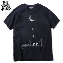 Load image into Gallery viewer, COOLMIND 100% cotton casual short sleeve moon theam men T shirt o-neck  knitted comfortable fabric street style men t-shirt