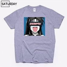 Load image into Gallery viewer, Men's Senpai Anime Girl Nerdy Cotton Black Print T-shirt Women Manga Streetwear Tee Cotton Tshirt Unisex Harajuku Clothes