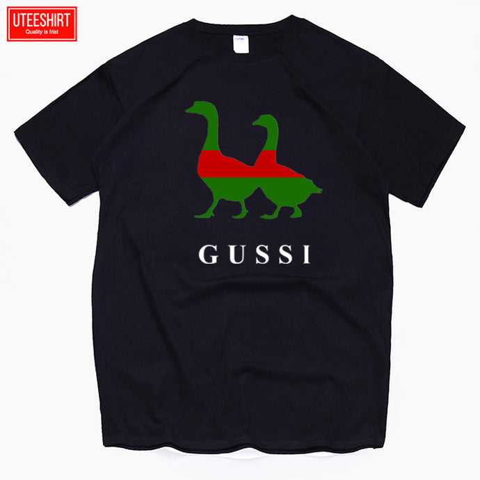 Men Two Goose Ga Ga Ga Cotton Cartoon Print T-shirts Unisex Anime Funny Design Brand Tshirt Harajuku Streetwear